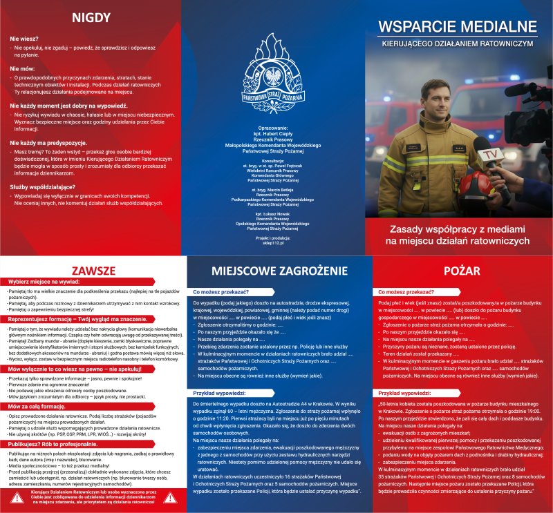 Wsparcie medialne KDR – zasady współpracy z mediami na miejscu działań ratowniczych - infografika główna